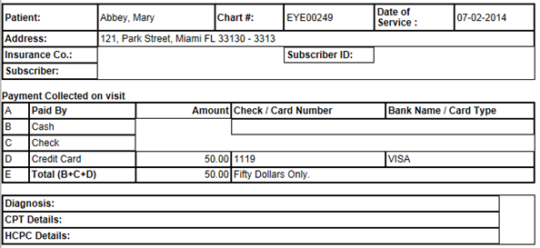 Print copay reciept